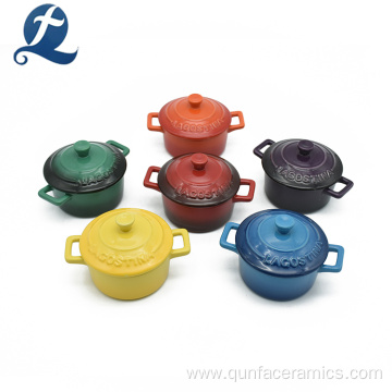 Lid Heat Resistant Ceramic Color Enamel Casserole